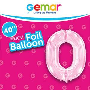 Pastel Pink Foil Number Balloons (0 to 9)