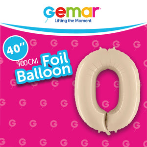 Satin Cream Foil Number Balloons (0 to 9) - 40 in.