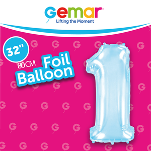 Pastel Blue Foil Number Balloons (0 to 9)