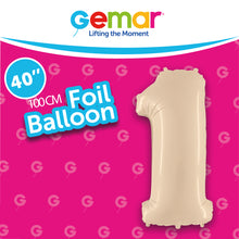 Load image into Gallery viewer, Satin Cream Foil Number Balloons (0 to 9) - 40 in.