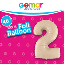 Load image into Gallery viewer, Satin Cream Foil Number Balloons (0 to 9) - 40 in.