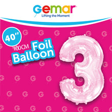 Load image into Gallery viewer, Pastel Pink Foil Number Balloons (0 to 9)