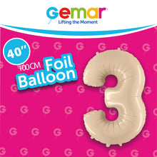 Cargar imagen en el visor de la galería, Globos con números de papel de aluminio color crema satinado (0 a 9) - 40 pulgadas