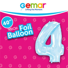 Cargar imagen en el visor de la galería, Globos con números de aluminio de color azul pastel (del 0 al 9)