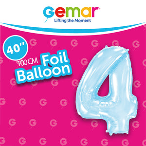 Globos con números de aluminio de color azul pastel (del 0 al 9)