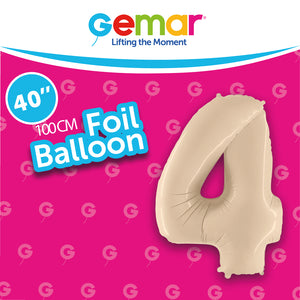 Globos con números de papel de aluminio color crema satinado (0 a 9) - 40 pulgadas