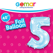 Cargar imagen en el visor de la galería, Globos con números de aluminio de color azul pastel (del 0 al 9)