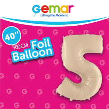 Load image into Gallery viewer, Satin Cream Foil Number Balloons (0 to 9) - 40 in.