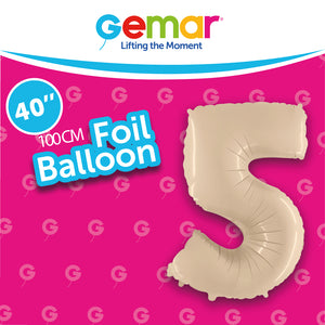 Satin Cream Foil Number Balloons (0 to 9) - 40 in.