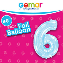 Cargar imagen en el visor de la galería, Globos con números de aluminio de color azul pastel (del 0 al 9)