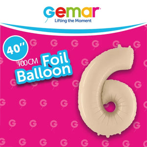 Globos con números de papel de aluminio color crema satinado (0 a 9) - 40 pulgadas