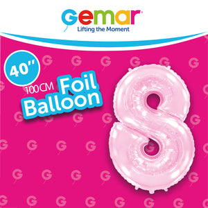 Pastel Pink Foil Number Balloons (0 to 9)