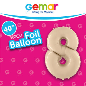 Globos con números de papel de aluminio color crema satinado (0 a 9) - 40 pulgadas