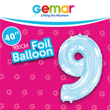 Cargar imagen en el visor de la galería, Globos con números de aluminio de color azul pastel (del 0 al 9)