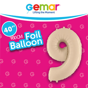 Globos con números de papel de aluminio color crema satinado (0 a 9) - 40 pulgadas