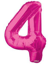 Cargar imagen en el visor de la galería, Globos con números de papel de aluminio de color rosa intenso (del 0 al 9), 14 pulgadas