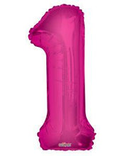 Load image into Gallery viewer, Hot Pink Foil Number Balloons (0 to 9) - 34 in.