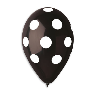 Polka Solid Balloon Black-White 12 in.