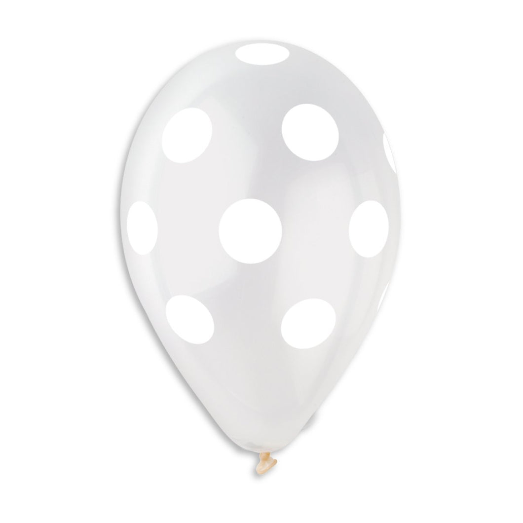Crystal Clear - White Polka Balloon - 12 in.