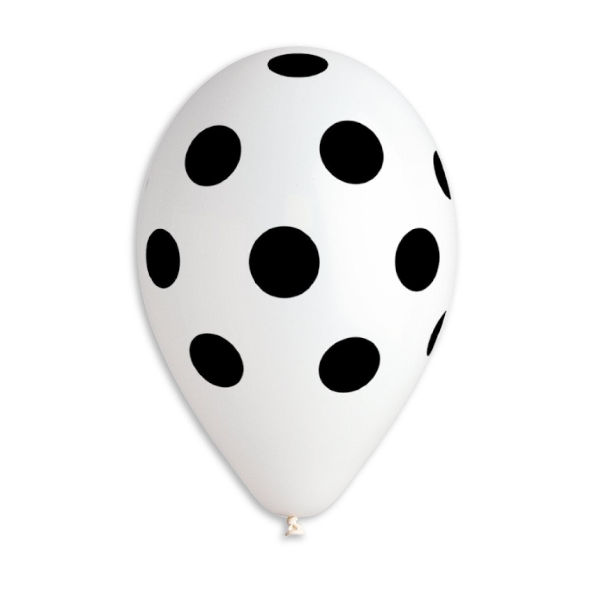 Polka Solid Balloon White-Black 12 in.