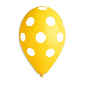 Polka Solid Balloon Yellow-White 12 in.