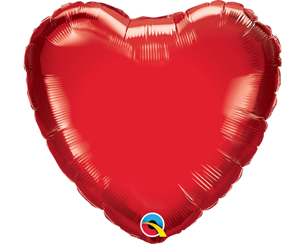 Solid Heart Foil Balloons - 9 in. (3 Pack) Ruby Red