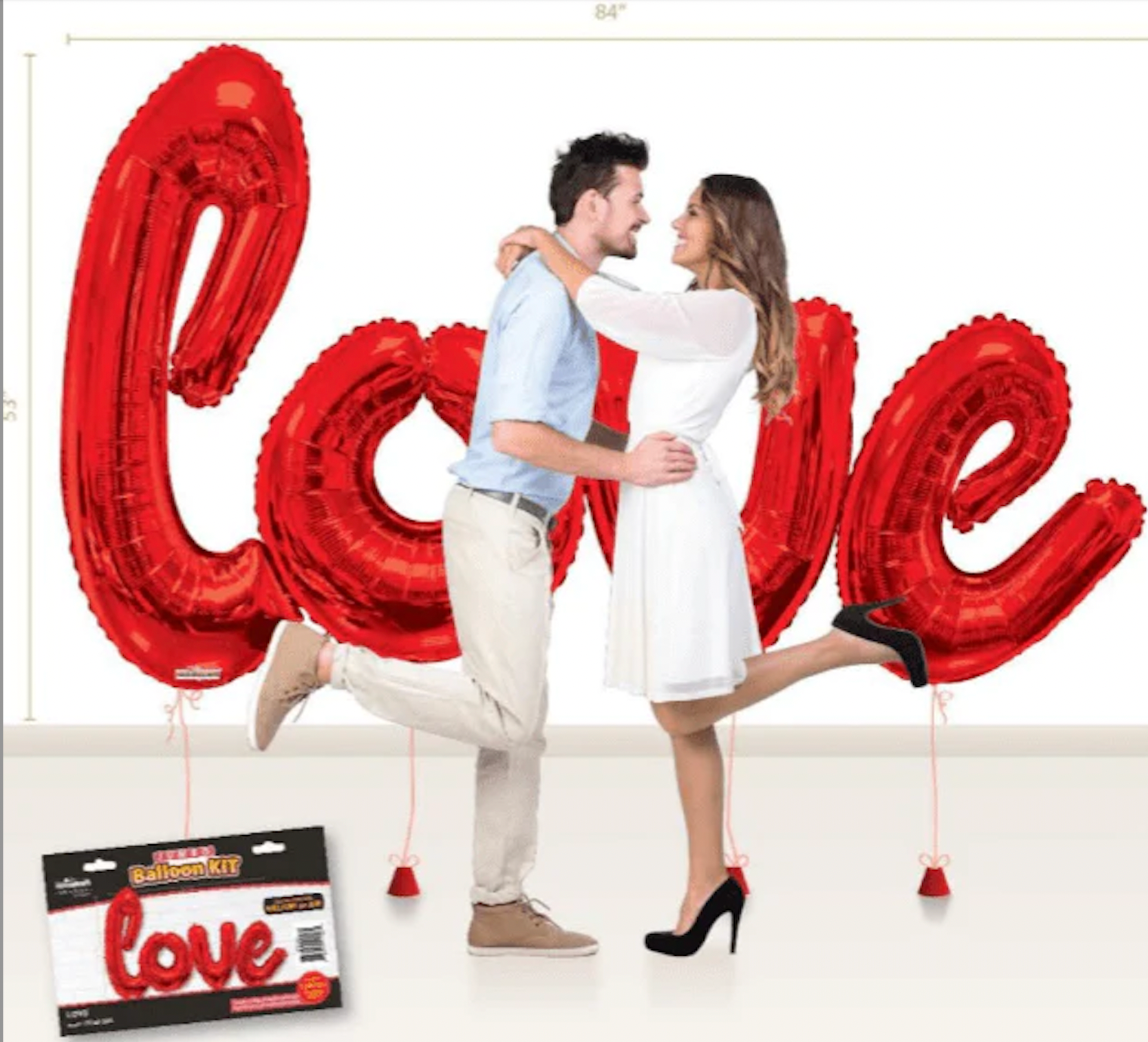 Kit de globos gigantes de aluminio con la inscripción "Love" (7,5 x 4,5 pies) - Rojo