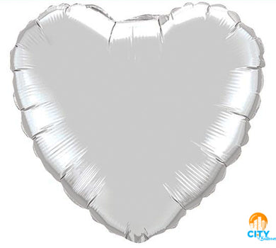 Solid Heart Foil Balloons - 9 in. (3 Pack) Silver