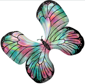 Teal Pink Butterfly Holographic Foil Balloon 30 in.