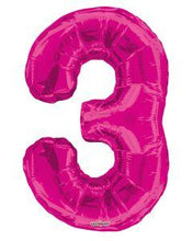 Load image into Gallery viewer, Hot Pink Foil Number Balloons (0 to 9) - 34 in.