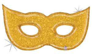 Gold Glitter Mask Foil Balloon 51 in.