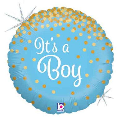'It's a Boy' Glitter Foil Balloon - Holographic - 18 in.