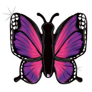 Pink Butterfly Holographic Foil Balloon 46 in.