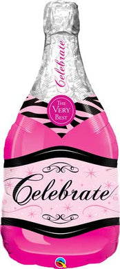 Champagne Bottle Pink Foil Balloon 39 in.