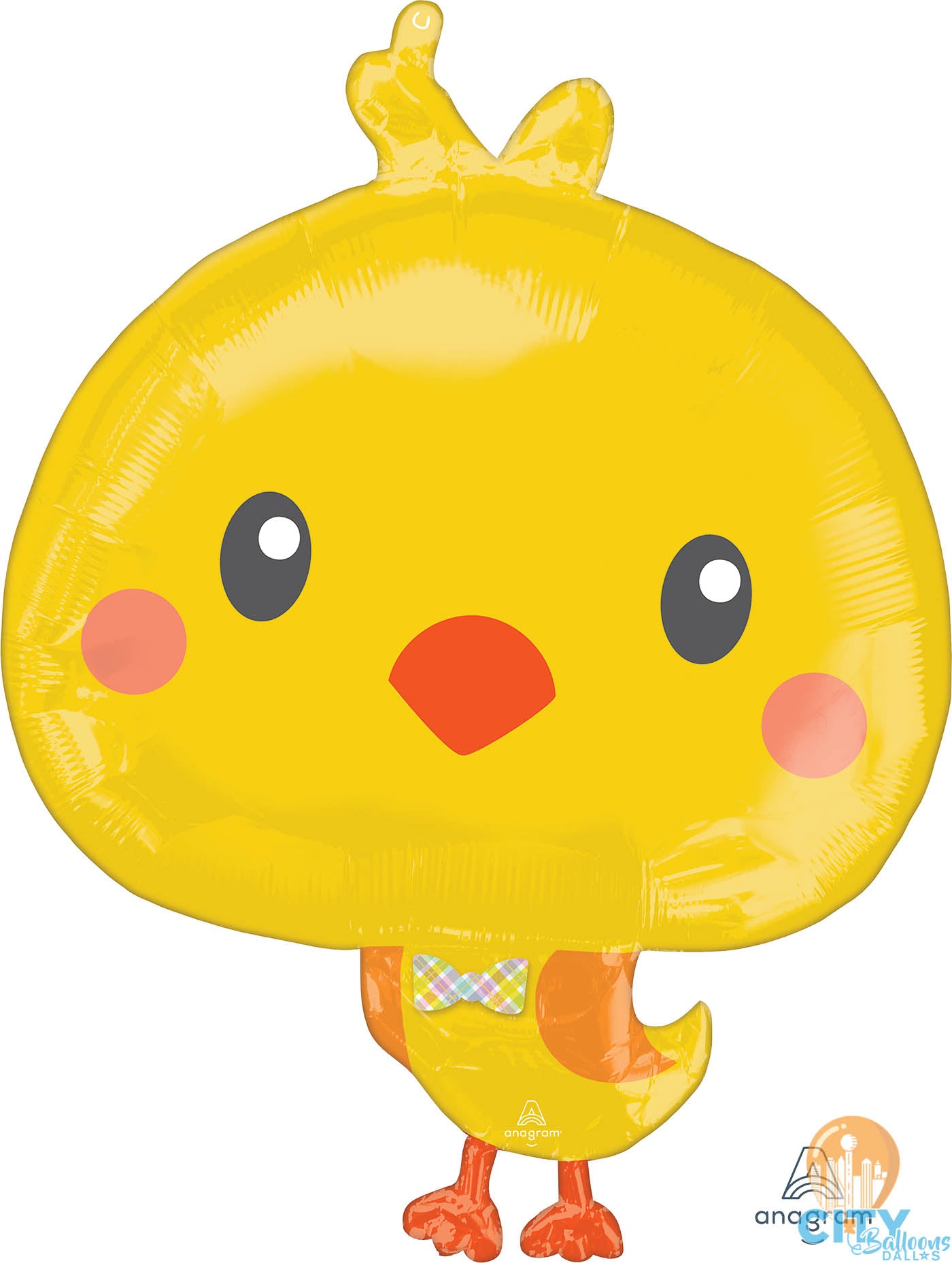 Globo de aluminio con forma de pollito amarillo de cabeza grande de 28 pulgadas