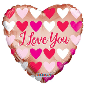 Rose Gold I Love You Hearts Foil Balloon 18 in.