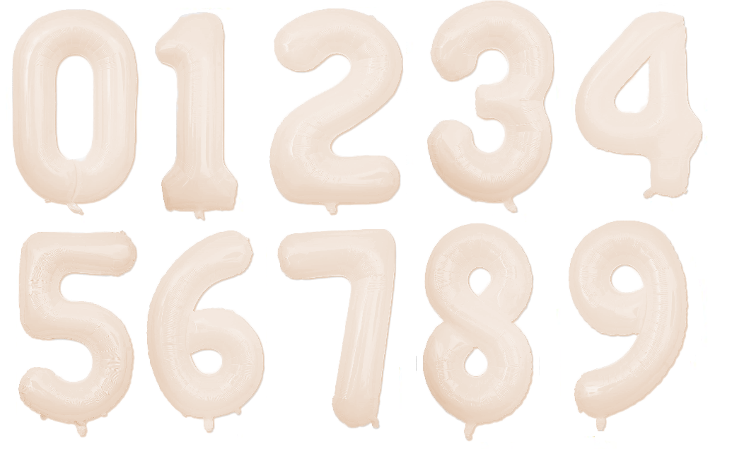 Satin Cream Foil Number Balloons (0 to 9) - 40 in.