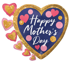 Happy Mother's Day Hearts and Dots Foil Balloon 24 in.