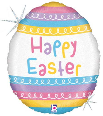 Happy Easter Pastel Egg Shape Foil Balloon 18 in.