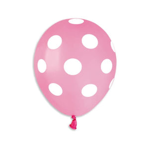 Solid Pink Balloon - White Polka Dots 5 in.