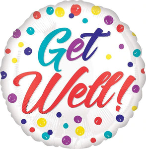 Get Well Sketchy Dots Round Foil Balloon 18 in.