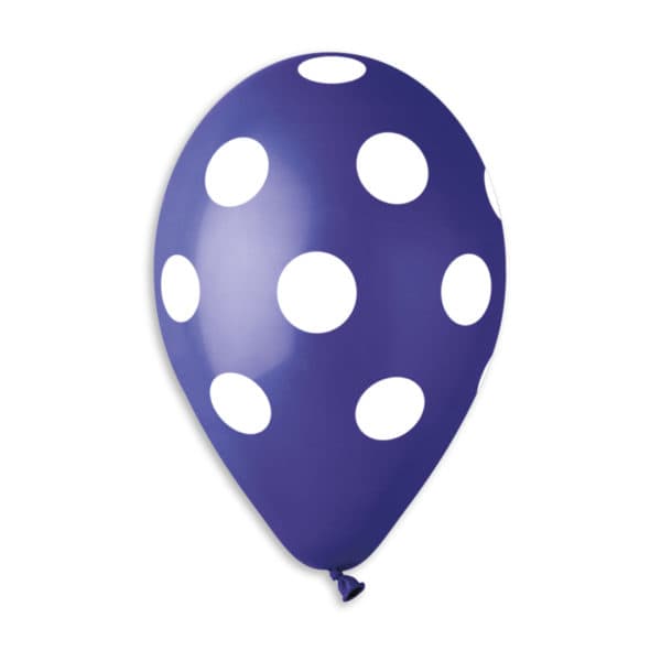 Polka Solid Balloon Blue-White 12 in.