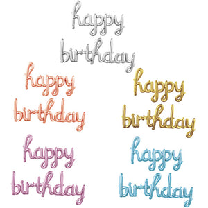 "Happy Birthday" Script Foil Balloon (Choose Color) - 33 in. / 48 in.