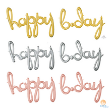 Load image into Gallery viewer, &quot;HAPPY B-DAY&quot; Birthday Script by Anagram Foil (Choose Color) - 39 in. / 37in.