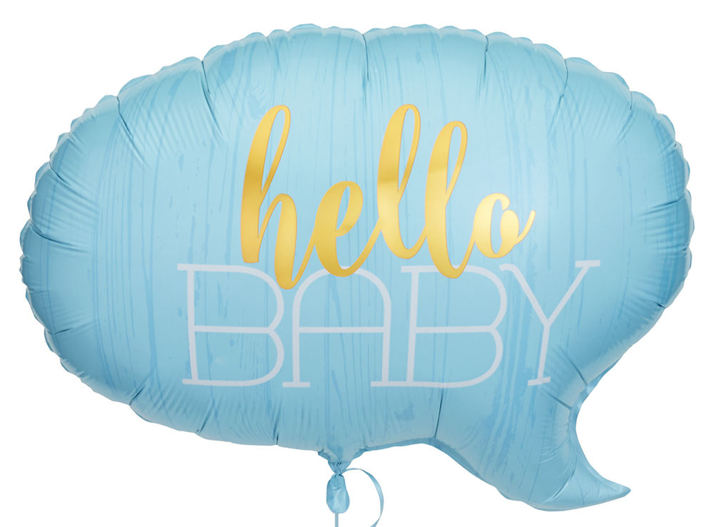 Hello Baby Blue Foil Balloon 24 in.