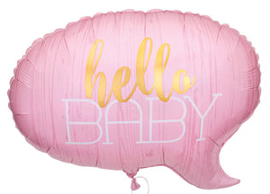 Hello Baby Pink Foil Balloon 24 in.