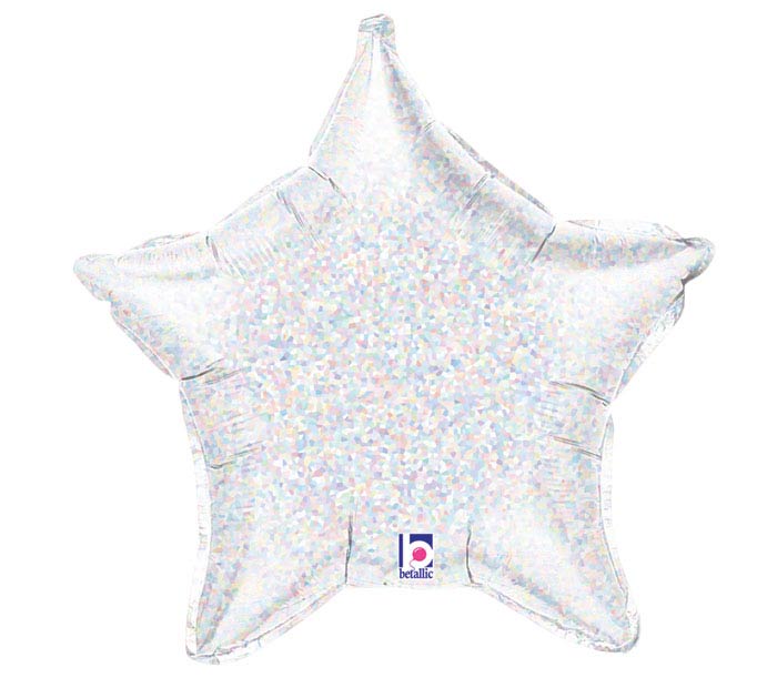 Star Shaped Foil Balloons - 21 in. Holographic Silver