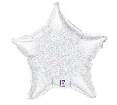 Star Shaped Foil Balloons - 21 in. Holographic Silver