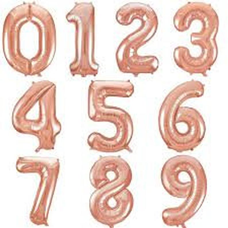 Rose Gold Foil Number Balloons (0 to 9) - 16 in.