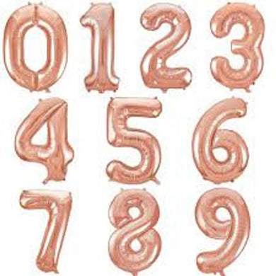 Rose Gold Foil Number Balloons (0 to 9) - 14 in.
